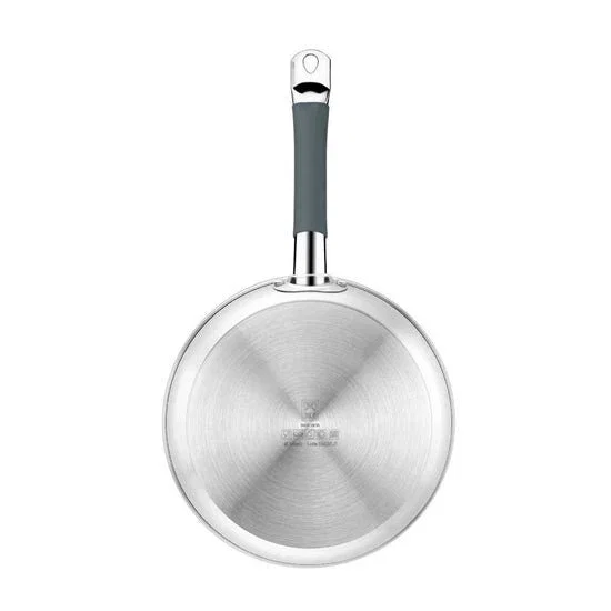 Bra A451426 Sartén de acero inoxidable 26 cm apta para inducción, sin antiadherente, triple fondo forjado, libre de PFAS/PFOA, multiuso para todas las cocinas