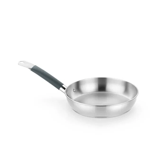 Bra A451426 Sartén de acero inoxidable 26 cm apta para inducción, sin antiadherente, triple fondo forjado, libre de PFAS/PFOA, multiuso para todas las cocinas