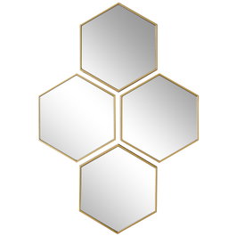 Home Deco Factory JGO. 4 ESPEJOS HEXAGONALES MIRAGE
