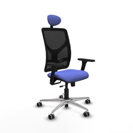 PIQUERAS Y CRESPO Silla de oficina Motilla con Mecanismo Sincro/Traslack, Azul claro y Negro