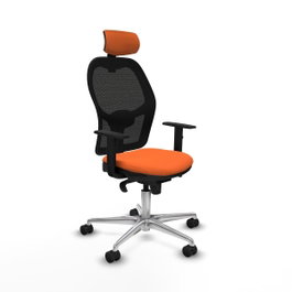 PIQUERAS Y CRESPO Silla de oficina Jorquera con mecanismo sincro, tela naranja y malla negra
