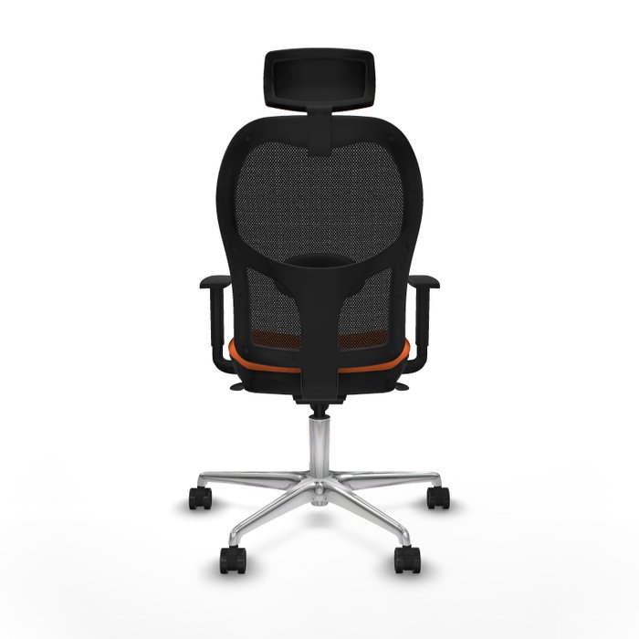PIQUERAS Y CRESPO Silla de oficina Jorquera con mecanismo sincro, tela naranja y malla negra