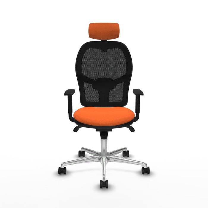 PIQUERAS Y CRESPO Silla de oficina Jorquera con mecanismo sincro, tela naranja y malla negra