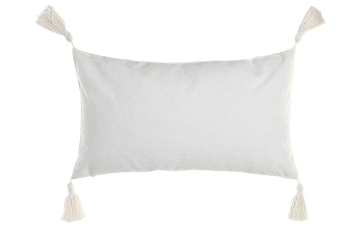 DKD Home Decor Cojín de Poliéster 30x50 cm Crudo con Aplicaciones - Pack de 2