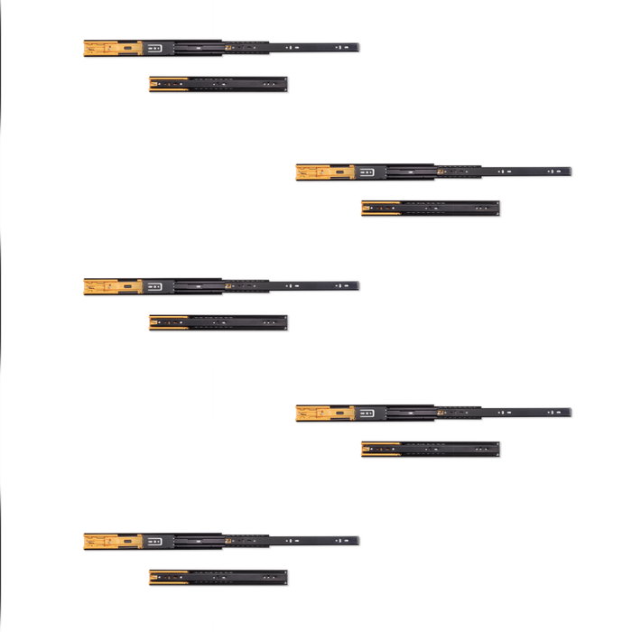 Emuca Lote de 5 juegos de guías para cajones de bolas, 350 mm, Negro Emuca Lote de 5 juegos de guías para cajones de bolas, 350 mm, Negro