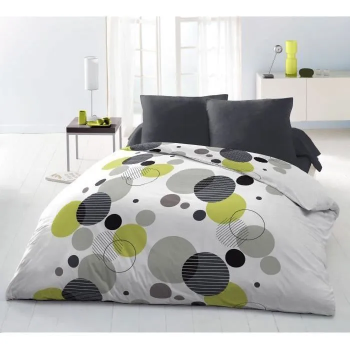 Home Linge Passion HOM3701393716895 Juego de cama de microfibra Bulle de rêve - Gris - Funda nórdica 220 x 240 cm + 2 fundas de almohada 63 x 63 cm