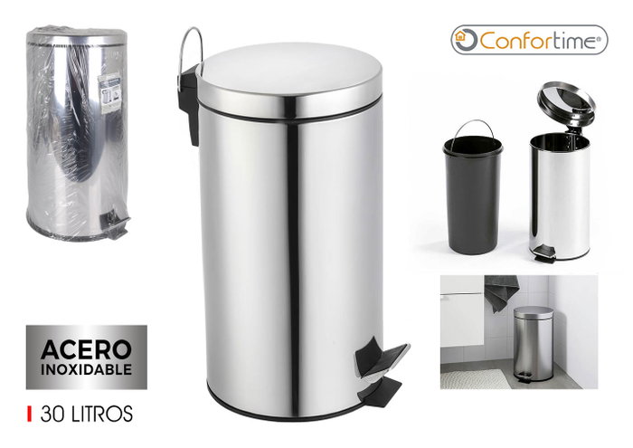 Confortime Cubo de Basura Metálico con Pedal 30 Litros Gris 36 x 29.5 x 64.5 cm (2 Unidades) Confortime Cubo de Basura Metálico con Pedal 30 Litros Gris 36 x 29.5 x 64.5 cm (2 Unidades)