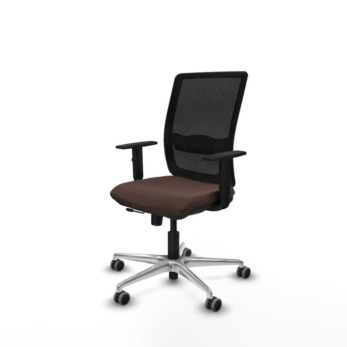 PIQUERAS Y CRESPO Silla de oficina Haches con mecanismo Sincro/Traslack, Marrón oscuro y Negro
