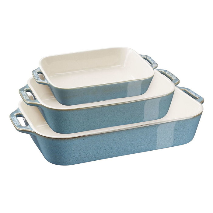 Staub Juego de 3 Recipientes Rectangulares de Cerámica, Turquesa Staub Juego de 3 Recipientes Rectangulares de Cerámica, Turquesa