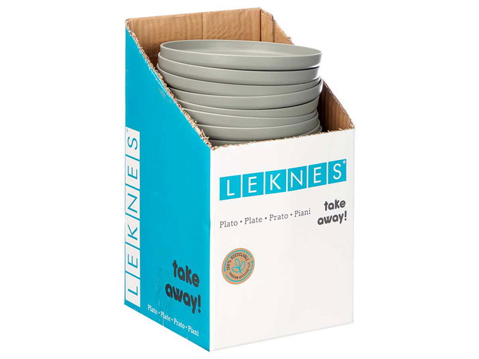 Leknes Plato Llano 19.5 cm Diámetro Gris (Set de 24)