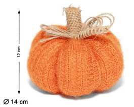 Atosa Calabaza Decorativa de Tela Naranja 12 cm con Tallado Textil
