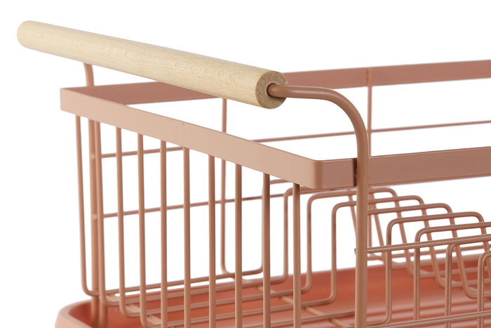 DKD Home Decor Chinalight 22 Escurreplatos Vintage Terracota Amarillo Metal y PP 32 x 20 x 44 cm (2 Unidades)