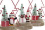DKD Home Decor Decoracion Navidad Tradicional Rojo Marron Arbol Pinguino Papa Noel Muñeco Nieve Madera Metal Led 11 x 21 x 17 cm (3 Unidades)