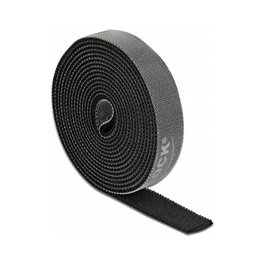 DeLOCK Cinta de gancho y bucle en rollo 2 m x 15 mm negro