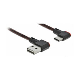 DeLOCK Cable USB A a USB C 2.0, Conector Angular Izquierda/Derecha, 2 m, Negro, EASY-USB