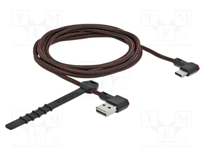 DeLOCK Cable EASY-USB 2.0 USB Tipo-A a USB Tipo-C de 2 m Negro con Conectores Angulares DeLOCK Cable EASY-USB 2.0 USB Tipo-A a USB Tipo-C de 2 m Negro con Conectores Angulares