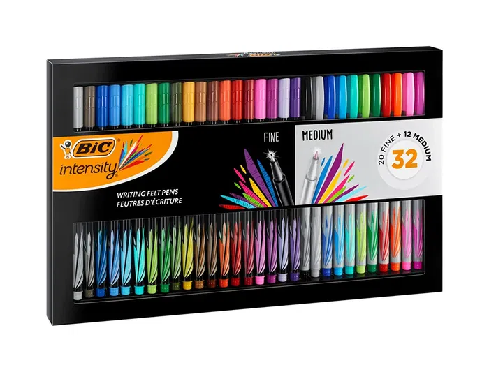 Bic Rotulador Intensity Collection Estuche 32 Unidades Colores Surtidos Punta Fina 0,4 mm Media 0,8 mm