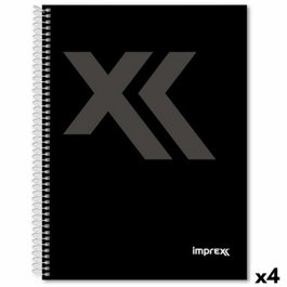 IMPREX IMPREX CUADERNO ESPIRAL TAPA FORRADA A5 80H 90GR 4X4 NEGRO (Set de 4)