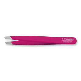 Tres Claveles Pinza Depilar Inox Punta Sesgada Rosa 9 cm. Acero Inoxidable