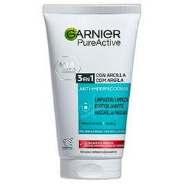 GARNIER Pure Active Gel Limpiador 3 en 1 para Piel Grasa y con Imperfecciones, 150 ml
