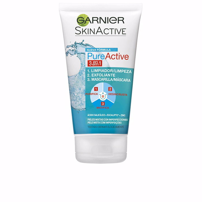 GARNIER Pure Active Gel Limpiador 3 en 1 para Piel Grasa y con Imperfecciones, 150 ml GARNIER Pure Active Gel Limpiador 3 en 1 para Piel Grasa y con Imperfecciones, 150 ml