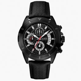 Guess W18549G1 Reloj Analógico Negro con Correa de Cuero