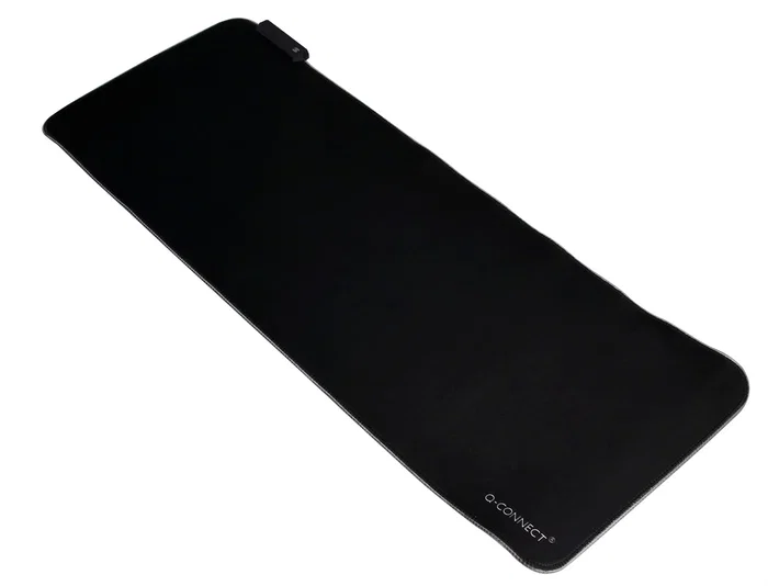 Q-connect Alfombrilla Gaming XXL con Iluminación LED RGB, Conexión USB, Base Antideslizante, Negra, 800x300x4 mm