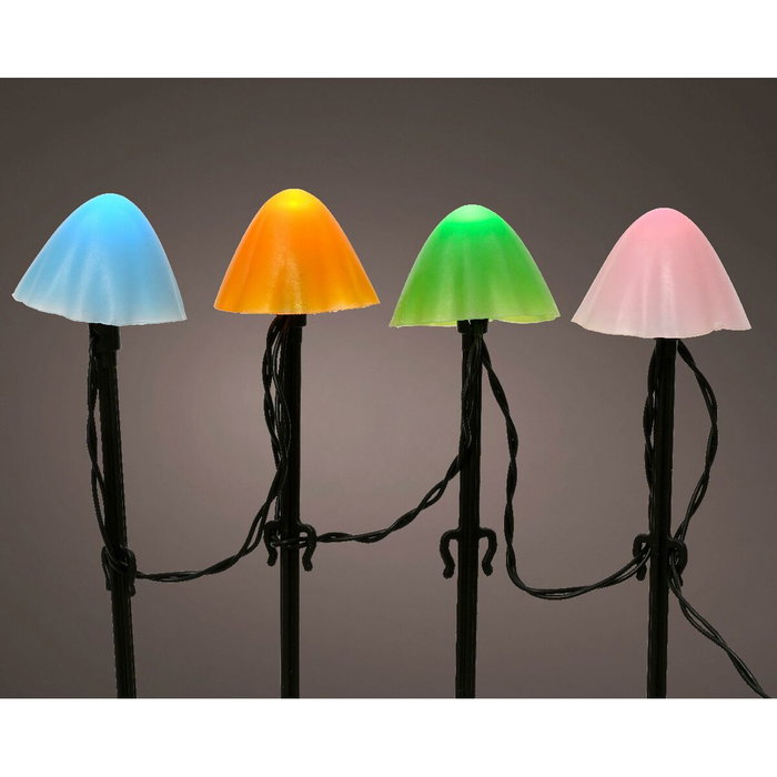 Estaca LED con forma de seta multicolor con 8 funciones para exterior, juego de 20 unidades
