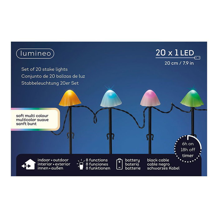 Estaca LED Seta Multicolor 8 Funciones Exterior 20 Unidades 491763