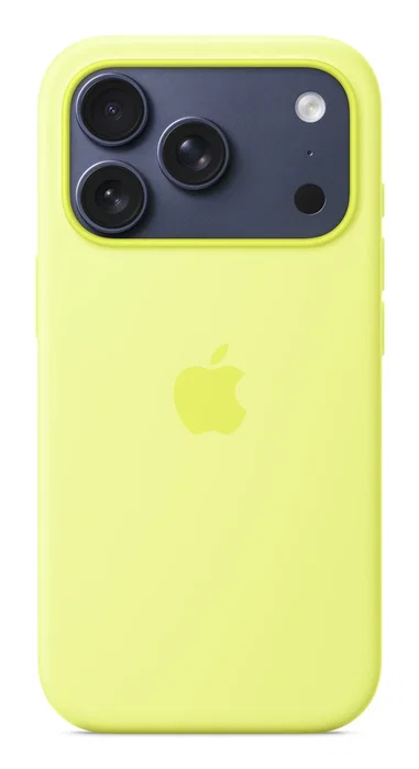 Apple iPhone 17 Pro Funda de Silicona con MagSafe - Amarillo Neón (MGFF4ZM/A) - Compatible con carga inalámbrica, protección contra caídas y rayones