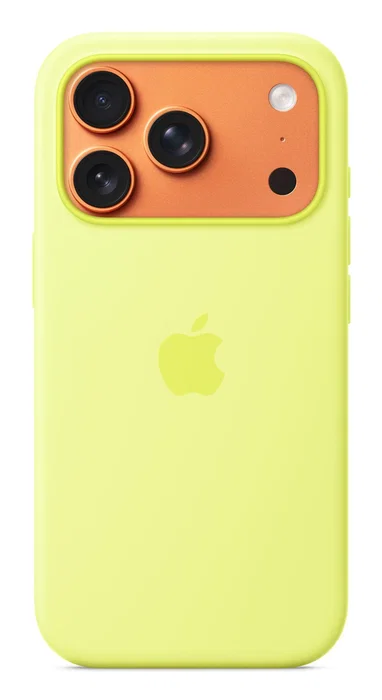 Apple iPhone 17 Pro Funda de Silicona con MagSafe - Amarillo Neón (MGFF4ZM/A) - Compatible con carga inalámbrica, protección contra caídas y rayones