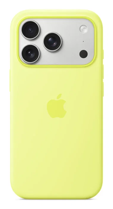 Apple iPhone 17 Pro Funda de Silicona con MagSafe - Amarillo Neón (MGFF4ZM/A) - Compatible con carga inalámbrica, protección contra caídas y rayones