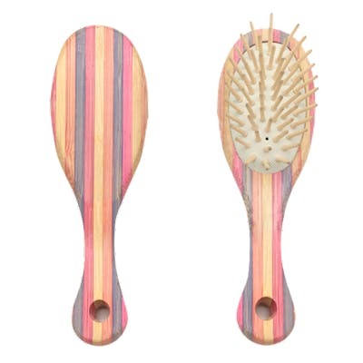 Bifull Cepillo Mini Striped Bamboo Ovalado Púa Madera Bifull Cepillo Mini Striped Bamboo Ovalado Púa Madera