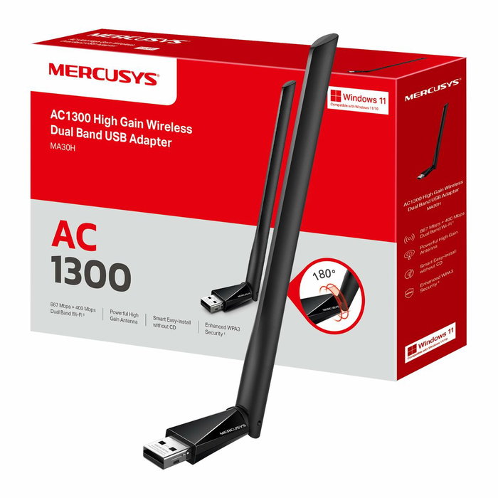 Mercusys MA30H Adaptador de Red WLAN USB AC1300 de Doble Banda