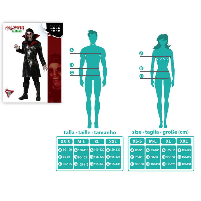 Disfraz Vampiro Clásico con Camiseta Roja y Capa Negra para Adulto Hombre Talla M-L Disfraz Vampiro Clásico con Camiseta Roja y Capa Negra para Adulto Hombre Talla M-L