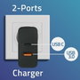 Qoltec Super Quick PD 65W con USB-C y USB - Negro