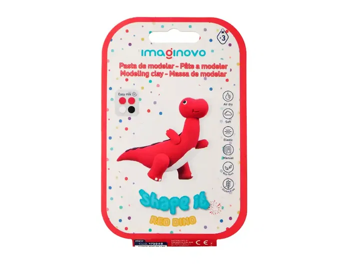 Imaginovo Set de Pasta para Modelar de Secado al Aire con Colores Surtidos e Instrucciones de Dinosaurio Rojo