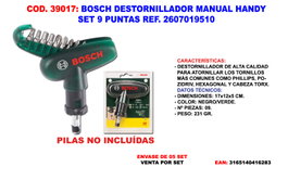 BOSCH Destornillador Manual Handy Set 9 Puntas