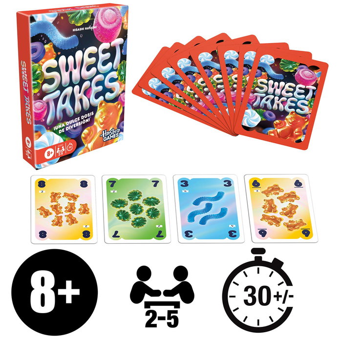 Hasbro Games Sweet Takes G1853 Juego de Estrategia y Sorpresas de Cartas con Temática de Caramelos para Niños, Adolescentes y Adultos, Edad +8 Años, Idioma Español