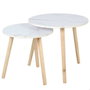 Max Home Set 2 Mesas Auxiliares Redondas Madera D48xH45cm y D39xH39cm MDF