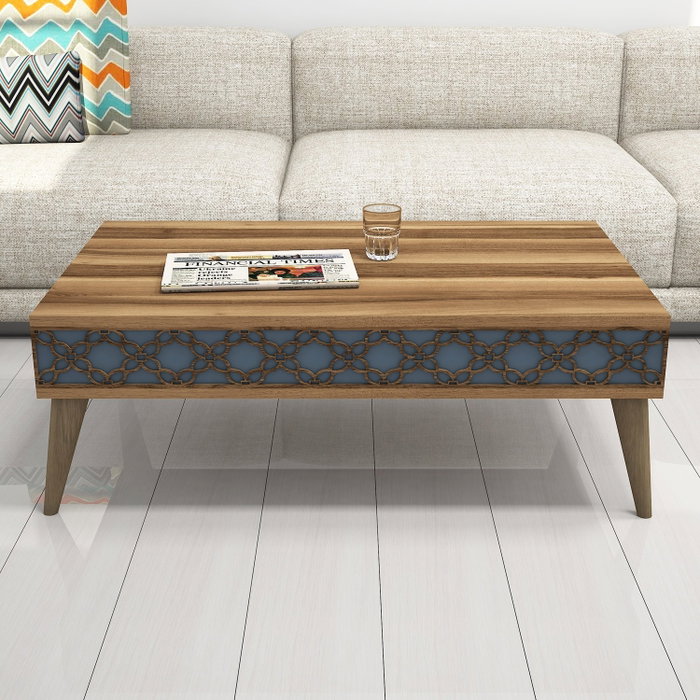 Hanah Home Mesa de Centro City Walnut Chalcedony Roble y Calcedonia 105x60x36.6 cm
