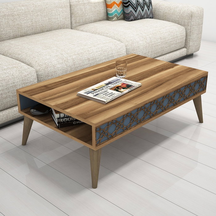 Hanah Home Mesa de Centro City Walnut Chalcedony Roble y Calcedonia 105x60x36.6 cm