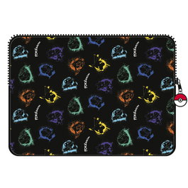 CYP BRANDS Funda Portátil Graffiti Pokemon 36x26cm Neopreno Acolchado Negro, Protección contra Golpes y Rayaduras