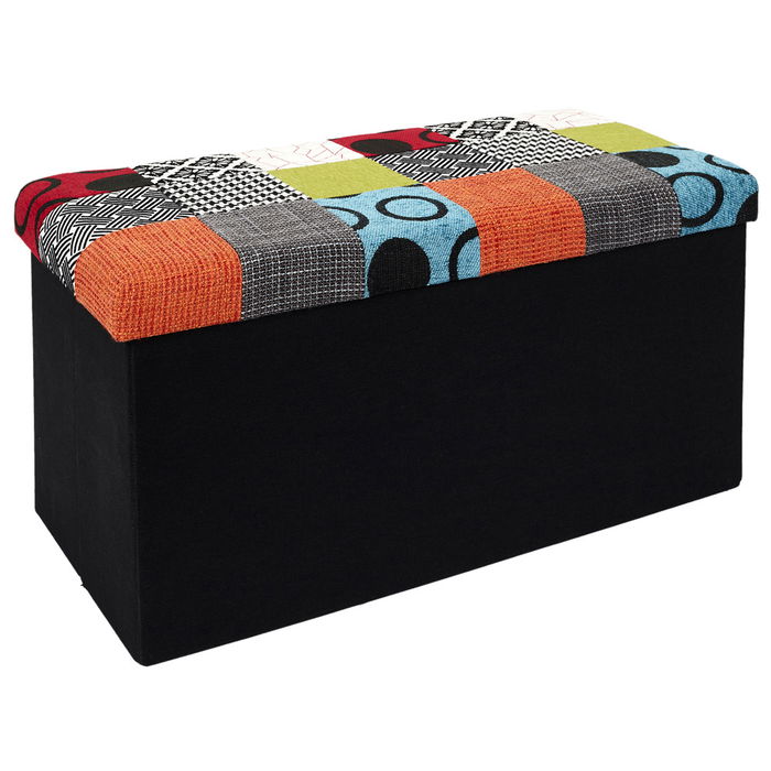Home Deco Factory Banco Puf Plegable Patchwork Colección Essentiel Almacenamiento Asiento 76x38x38 cm Home Deco Factory Banco Puf Plegable Patchwork Colección Essentiel Almacenamiento Asiento 76x38x38 cm