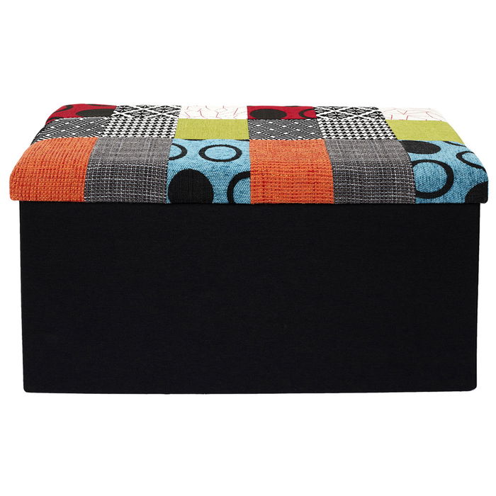Home Deco Factory Banco Puf Plegable Patchwork Colección Essentiel Almacenamiento Asiento 76x38x38 cm Home Deco Factory Banco Puf Plegable Patchwork Colección Essentiel Almacenamiento Asiento 76x38x38 cm