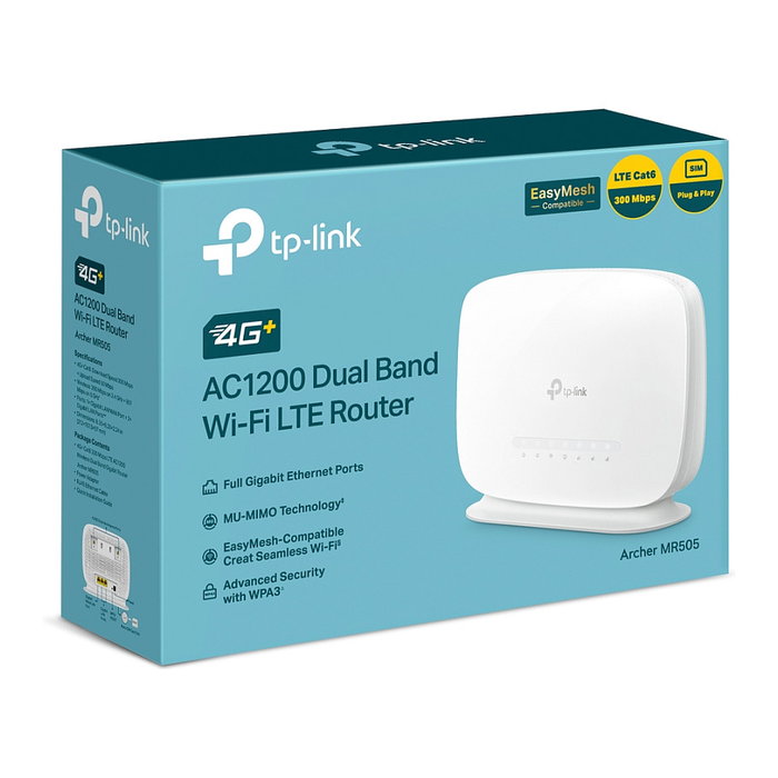 TP-Link Router Inalámbrico Archer MR505 Cat6 AC1200 Doble Banda WiFi 5 (802.11ac) 4G LTE