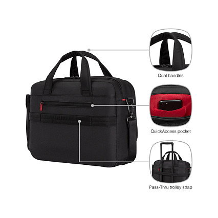 Wenger 653497 Maletín para portátil de hasta 16 pulgadas con bolsillo para tableta, color negro