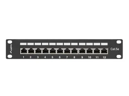 Lanberg PPF5-9012-B Panel de Parcheo 1U Rack - 12 Puertos RJ45 Cat5/Cat5e, Negro, Montaje en Bastidor