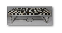 DKD Home Decor Descalzadora de Piel y Acero con Diseño de Rombos
