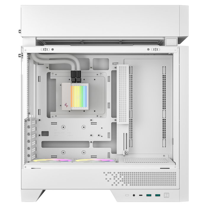 DeepCool CL6600 WH - Caja Mid-Tower Gaming ATX blanca con 3 ventiladores RGB, panel de vidrio, USB-C y kit de refrigeración líquida AIO 360 incluido